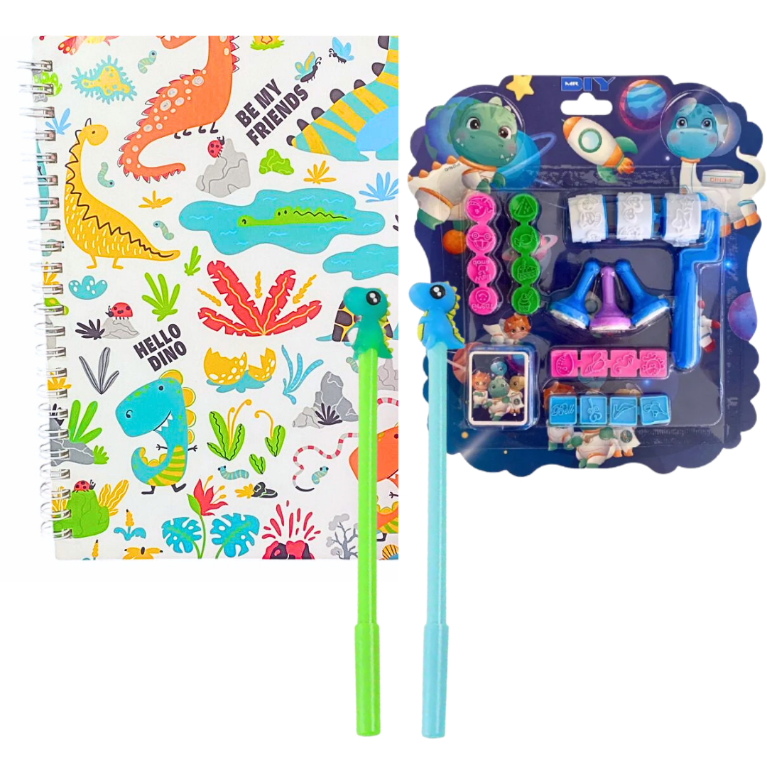 Set De Papelería Kawaii Tierna Dinosaurio
