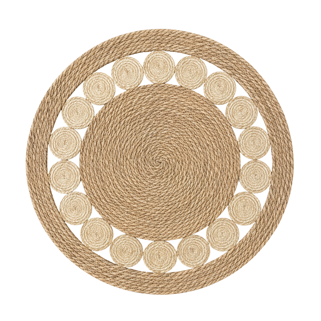 Alfombra De Yute Redonda 120 Cm Fibra Natural