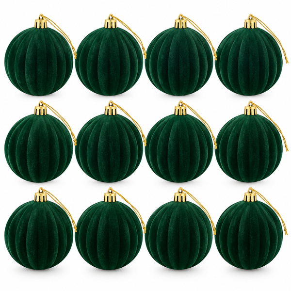 Bambalinas Navideñas Set 12 Esferas Terciopelo 8cm Adornos