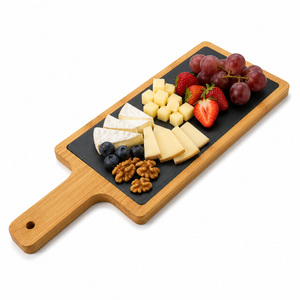 Tabla Cocktail Bambú Con Piedra Pizarra Para Servir Picoteo