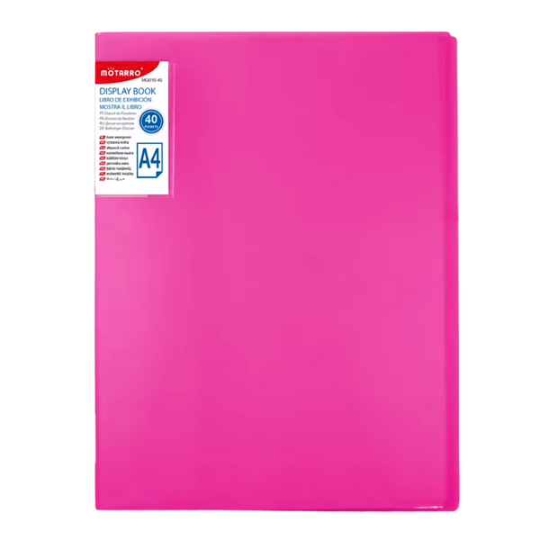 Carpeta Archivadora Color Neón 40 Fundas Transparentes A4