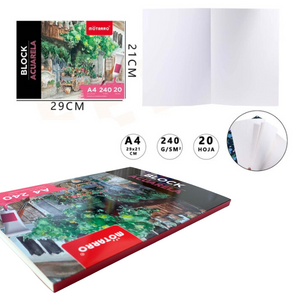 Block Para Acuarela A4 Croquera 240gsm 20 Hojas