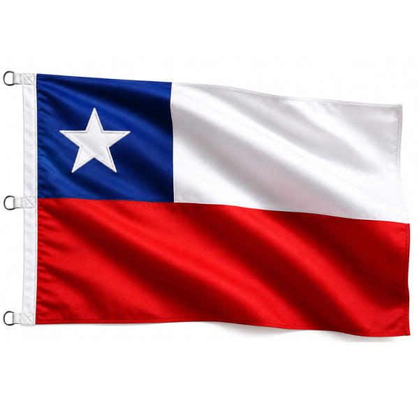 Bandera Chile 210x140 Cm Estrella Bordada Fiestas Patrias