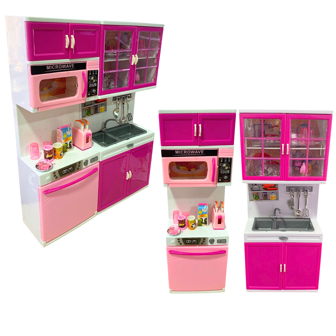 Cocina Para Muñecas Barbies De 30cm Luz Sonido