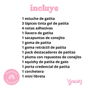 Box Papelería De Gatito Set De Papelería Y Accesorios Kawaii