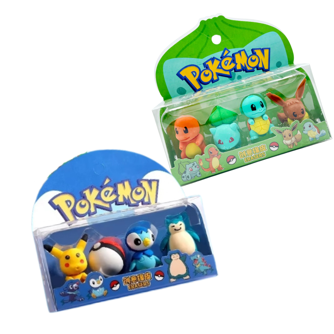 Set De 8 Gomas De Borrar Escolar Pikachu