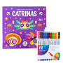 Libro Mándala Catrinas + 12 Plumones Doble Punta Fina/gruesa