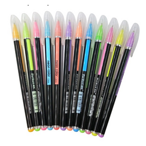 Cuaderno Hojas Negras + 12 Lápices Gel Colores Pasteles