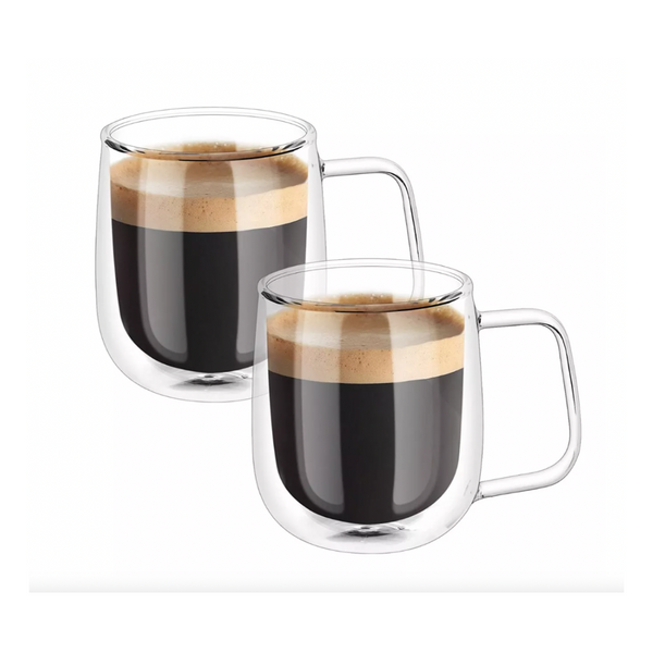 Set 2 Taza De Doble Cubierta De Vidrio Grandes 450ml Mug