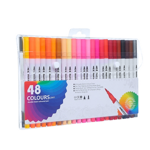 Plumones Punta Doble 48 Colores Punta Pincel Y Tiralíneas