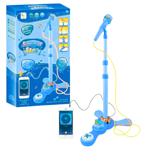 Micrófono Karaoke Infantil Con Luces Y Pedestal Juguete Mp3
