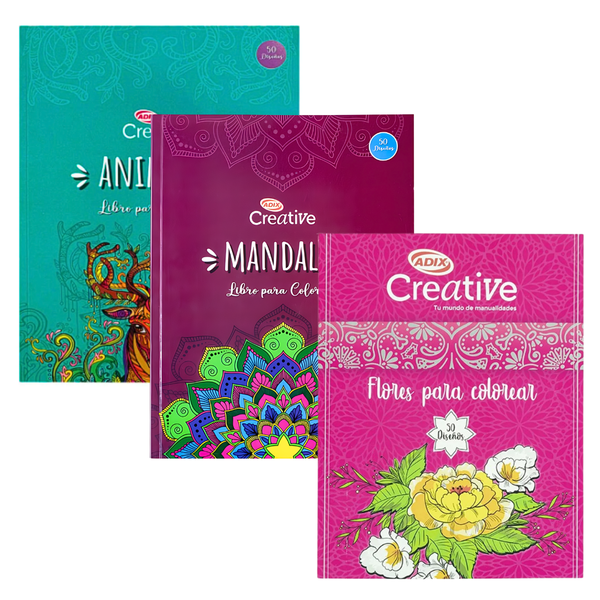 Set De 3 Libros Mándalas Para Colorear Marca Creative Adix