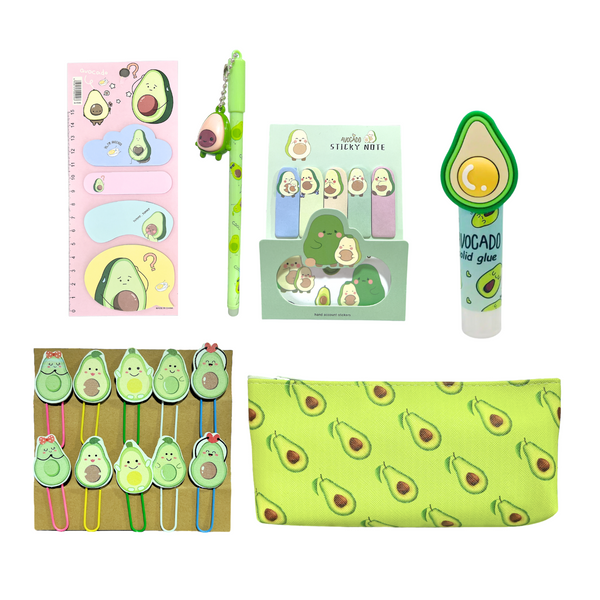 Set Estuche Y Papelería Kawaii Tierna Gato Palta Cactus