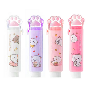 Pack Gomas De Borrador Patita Gato Retractil Kawaii