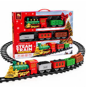 Tren Eléctrico Navideño Con Vapor Luz Sonido Y 4 Vagones