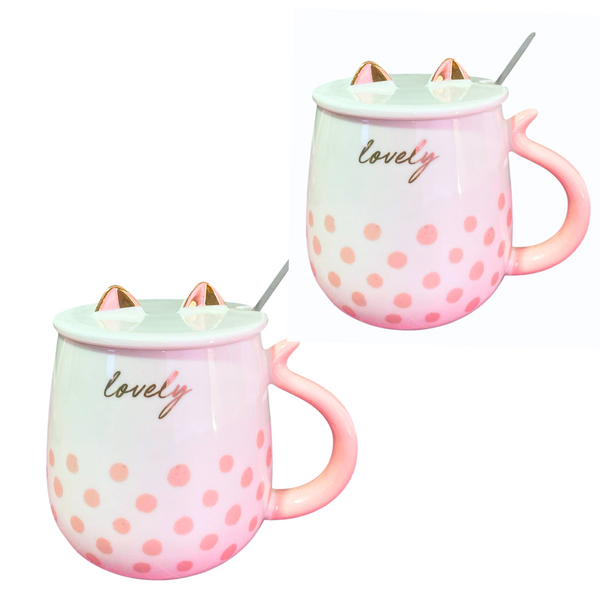 Set De 2 Tazas Mug Tazón De Gatito Tiernos Apilables