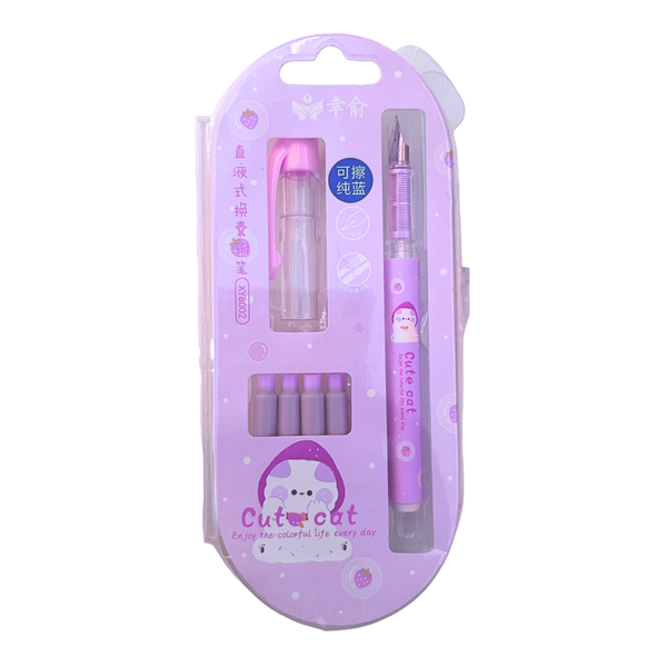 Pluma Estilográfica Recargable Con 4 Repuestos De Tinta