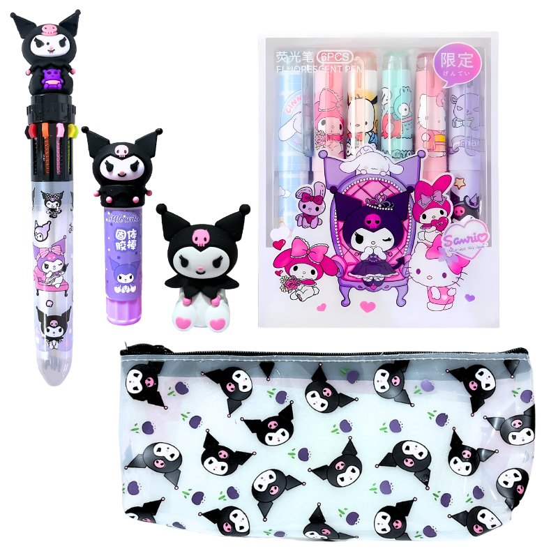 Kit Escolar Artículos Kawaii Kuromi