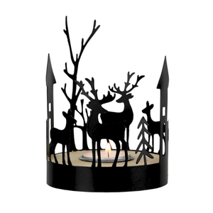 Portavela Navidad Negro Candelabro Decorativo Metal