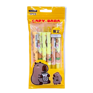 Lápices De Tinta Gel Capybara Kawaii 0.5 Mm Pack De 6