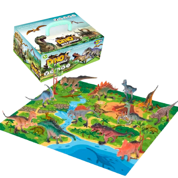 Dino Park Juego 12 Dinosaurios Con Alfombra De 70 X 80 Cm