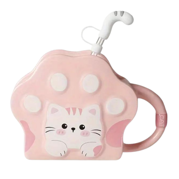 Taza Con Bombilla de Gatito Kawaii