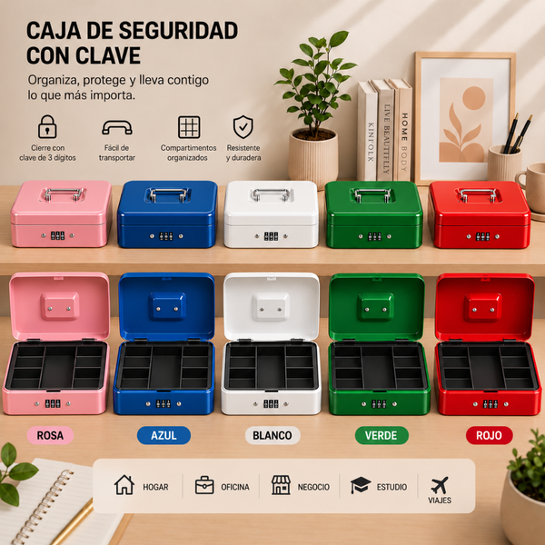 Caja Fuerte Dinero Metálica 30cm X 24cm Combinación Clave