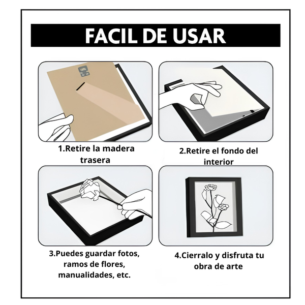 Marco Shadow Box Para Foto 20x20 Cm Profundidad 3 Cm Madera