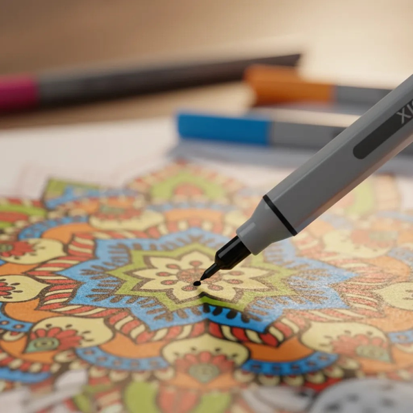 Libro De Mandalas + 12 Lápices Fineliner Adix 0.4 Mm Colores