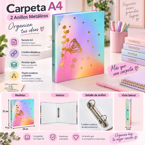 Archivador A4 Binder Carpeta Organizadora De 2 Anillos