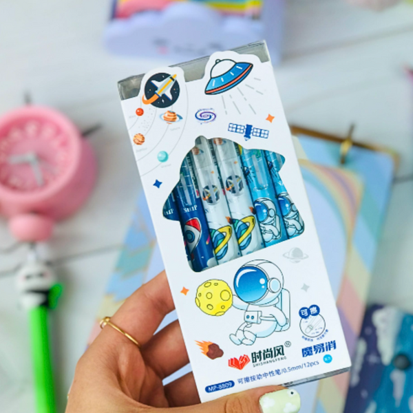 Pack 12 Lápices Tinta Gel 100% Borrable Diseño Kawaii