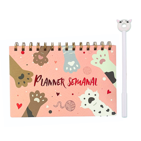 Planner Semanal Diseños Kawaii 50 Hojas + Lápiz Pasta Kawaii