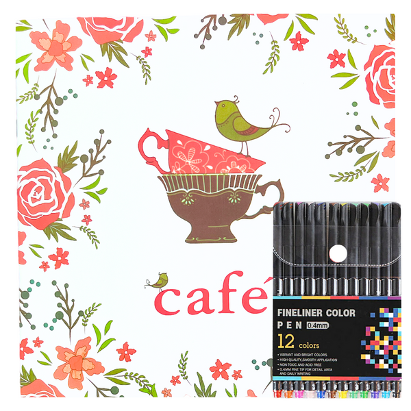 Mandalas Para Colorear + Lápices Tiralinea 12 Colores