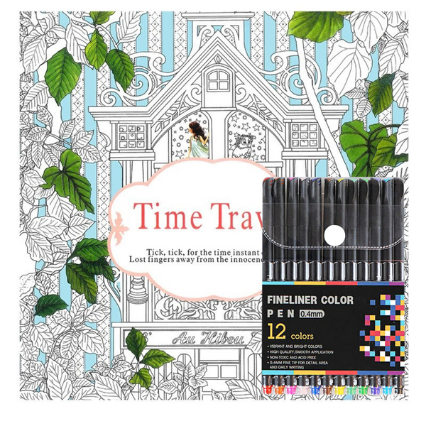 Mandalas Para Colorear + Lápices Tiralinea 12 Colores