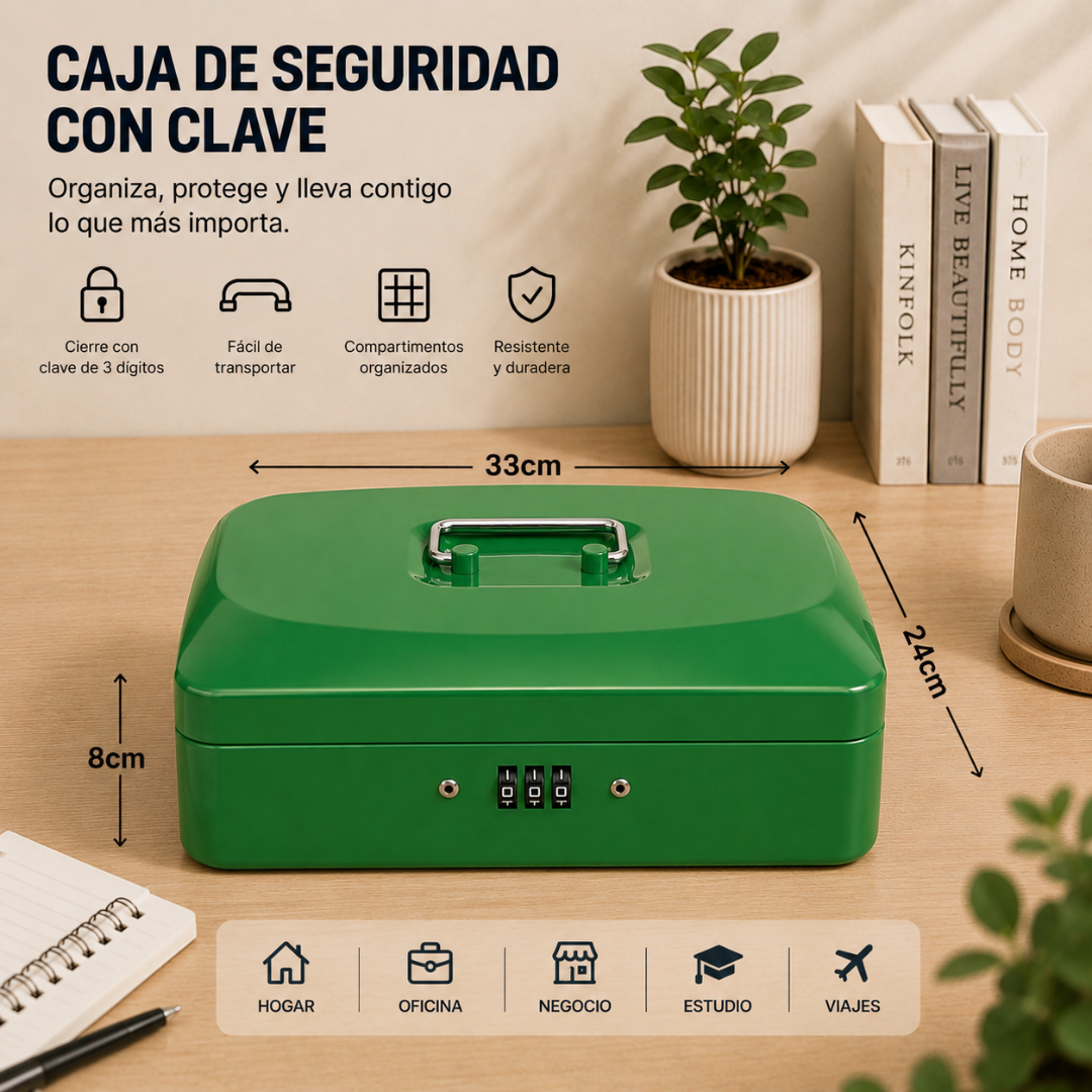 Caja Fuerte Dinero Metálica 33cm X 24cm Combinación Clave