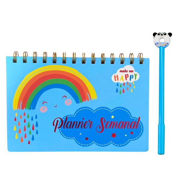 Planner Semanal Diseños Kawaii 50 Hojas + Lápiz Pasta Kawaii