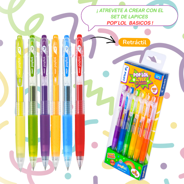Lápices Tinta Gel 0.7mm Pilot Pop'lol Lover Set De 6
