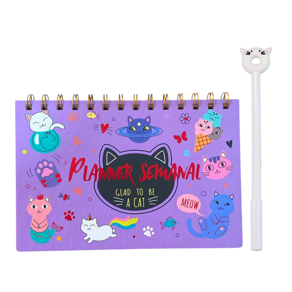 Planner Semanal Diseños Kawaii 50 Hojas + Lápiz Pasta Kawaii