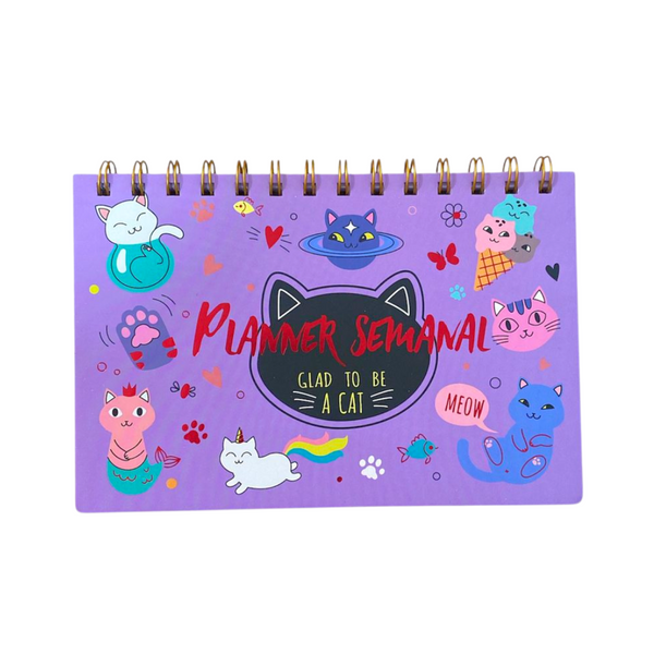 Planner Semanal Planificador Diario Diseño Gatitos Kawaii