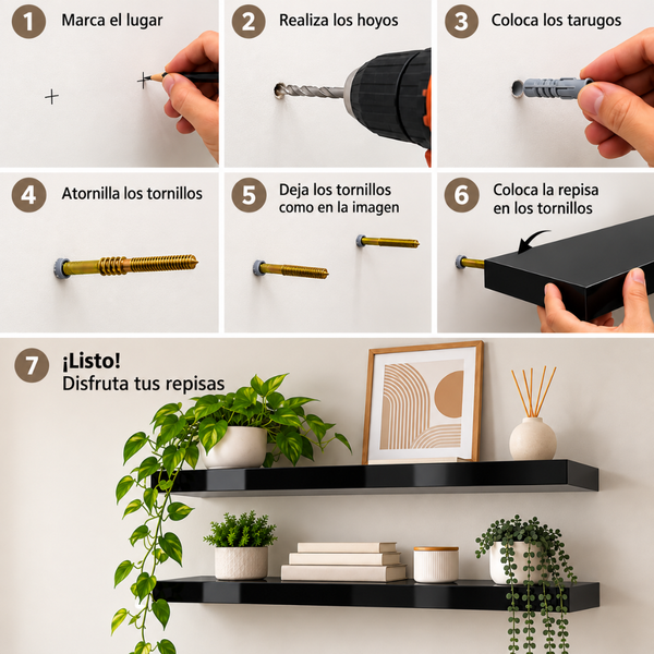 Repisas Flotantes De Pared MDF 60 Cm Negro Set 2 Unidades