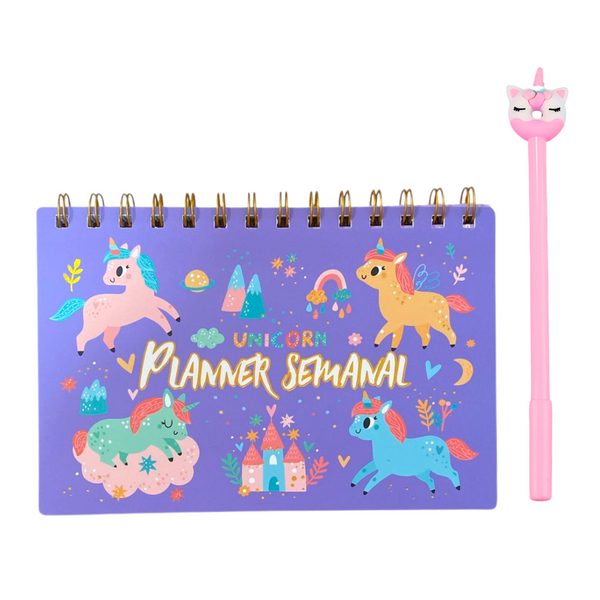 Planner Semanal Diseños Kawaii 50 Hojas + Lápiz Pasta Kawaii
