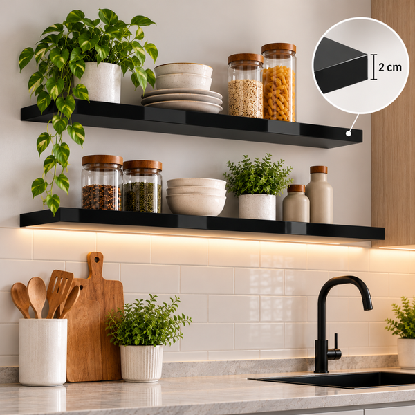 Repisas Flotantes De Pared MDF 60 Cm Negro Set 2 Unidades