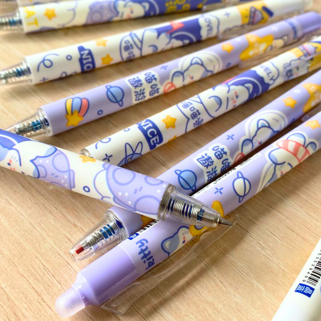 Pack 12 Lápices Tinta Gel 100% Borrable Diseño Kawaii