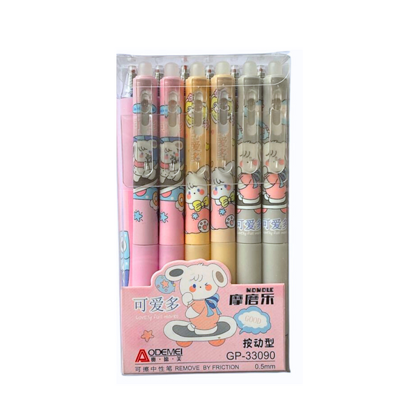 Pack 12 Lápices Tinta Gel 100% Borrable Diseño Kawaii