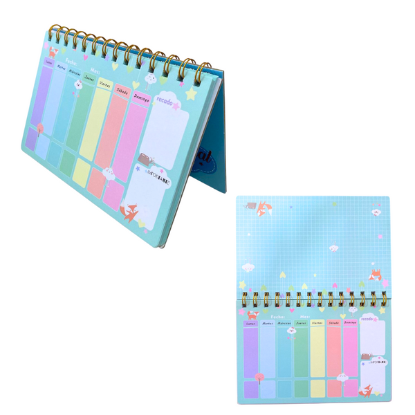 Planner Semanal Diseños Kawaii 50 Hojas + Lápiz Pasta Kawaii