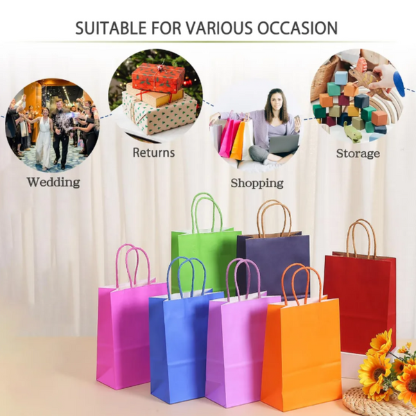 Bolsas De Papel Regalo Kraft Con Manilla Pack 12