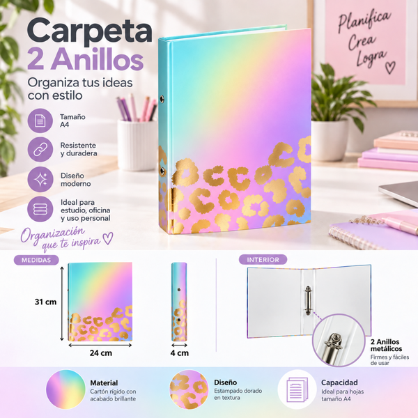 Archivador A4 Binder Carpeta Organizadora De 2 Anillos