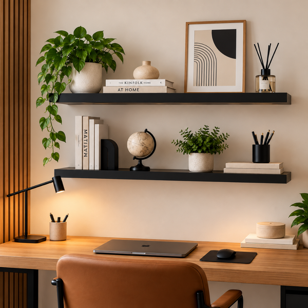 Repisas Flotantes De Pared MDF 60 Cm Negro Set 2 Unidades