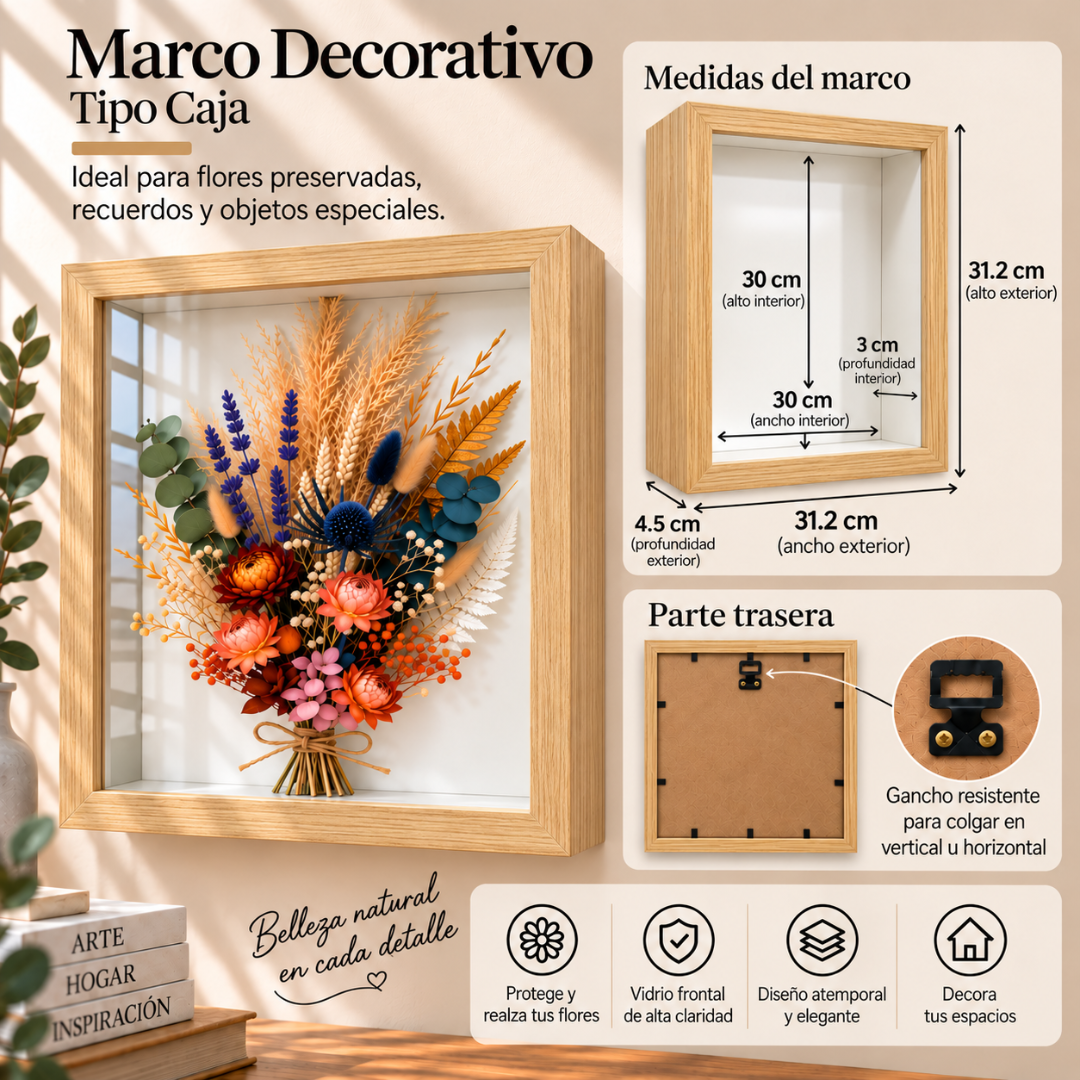 Marco Caja 30x30cm Para Fotos Decoración Con Profundidad