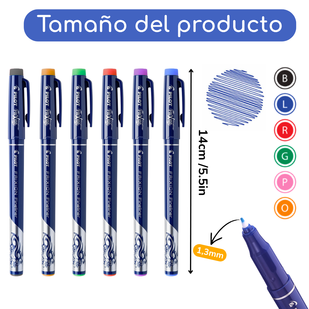 Marcadores Pilot Frixion Fineliner Borrables 1.3 Mm Set 6